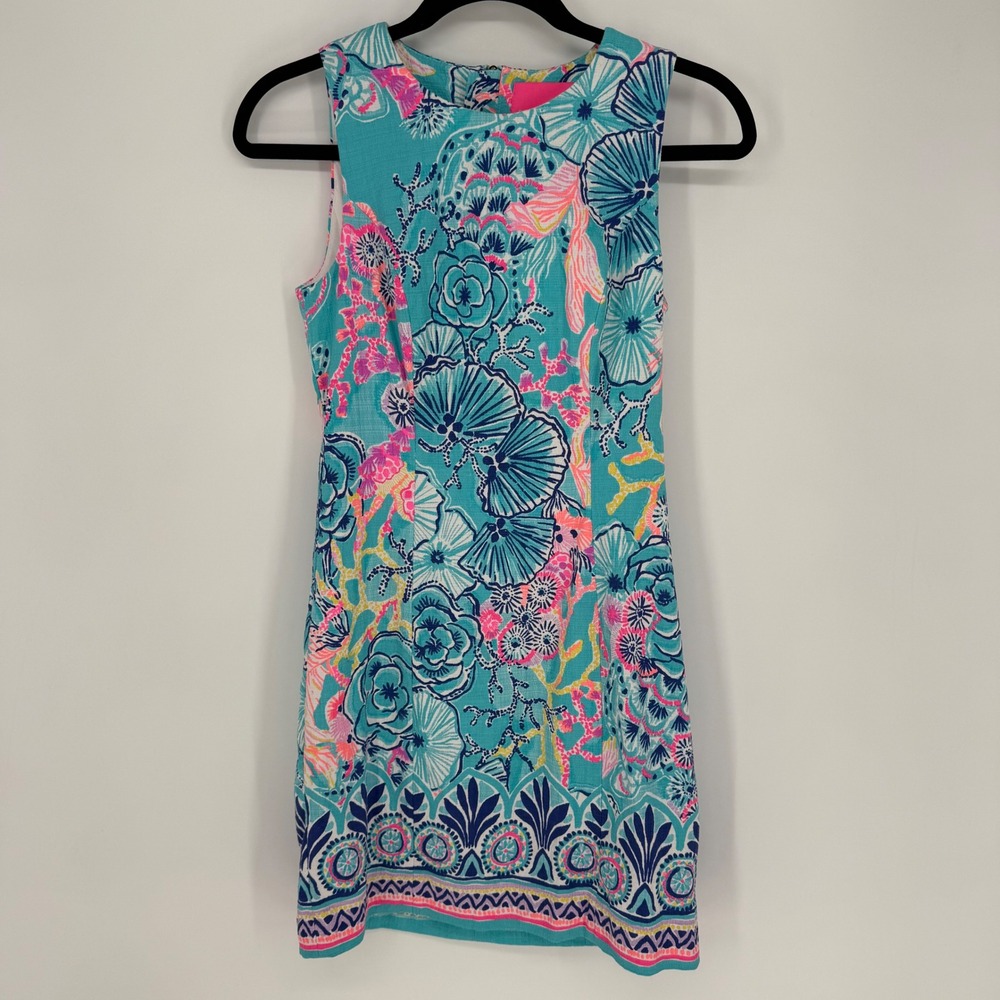 LILLY PULITZER MILA STRETCH SHIFT DRESS ONCE UPON A TIDE SZ 00 BEACH VACATION